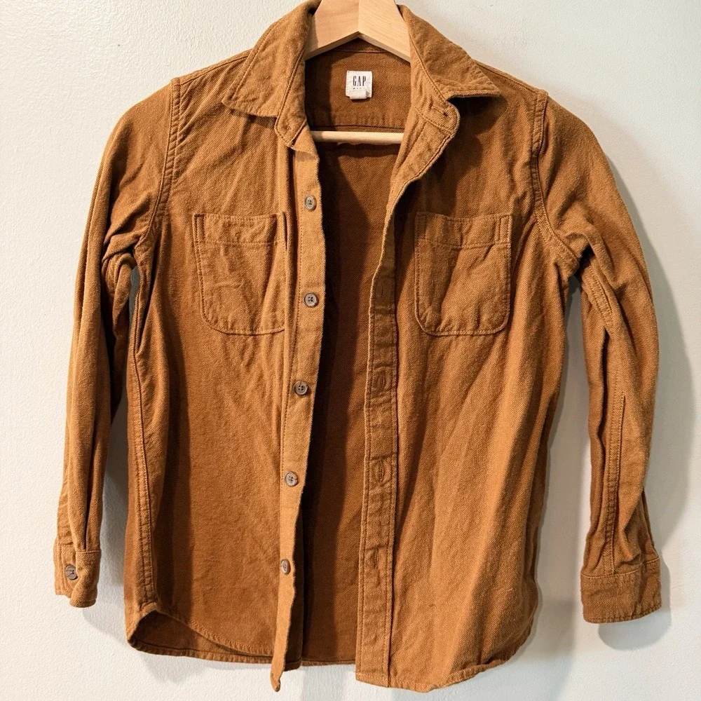 Gap Kids M Brown Flannel 100% Cotton Button Down Shirt